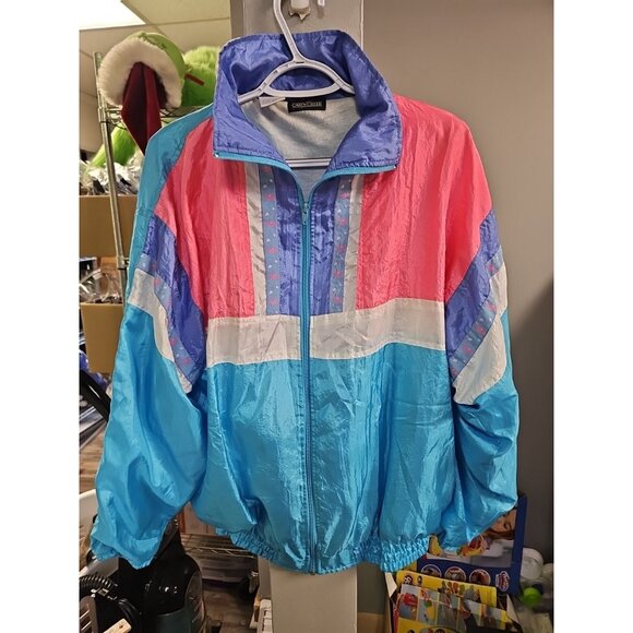 Vtg Cabin Creek Windbreaker Jacket Purple Green 90s Colorblock Size L - Picture 1 of 7